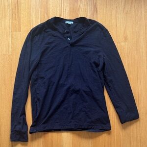 James Perse Black Long-Sleeve Henley Shirt